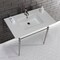 Fauceture KVPB372271PN 37-Inch Console Sink with Brass Legs (Single Faucet Hole), White/Polished Nickel KVPB372271PN - alternate 2